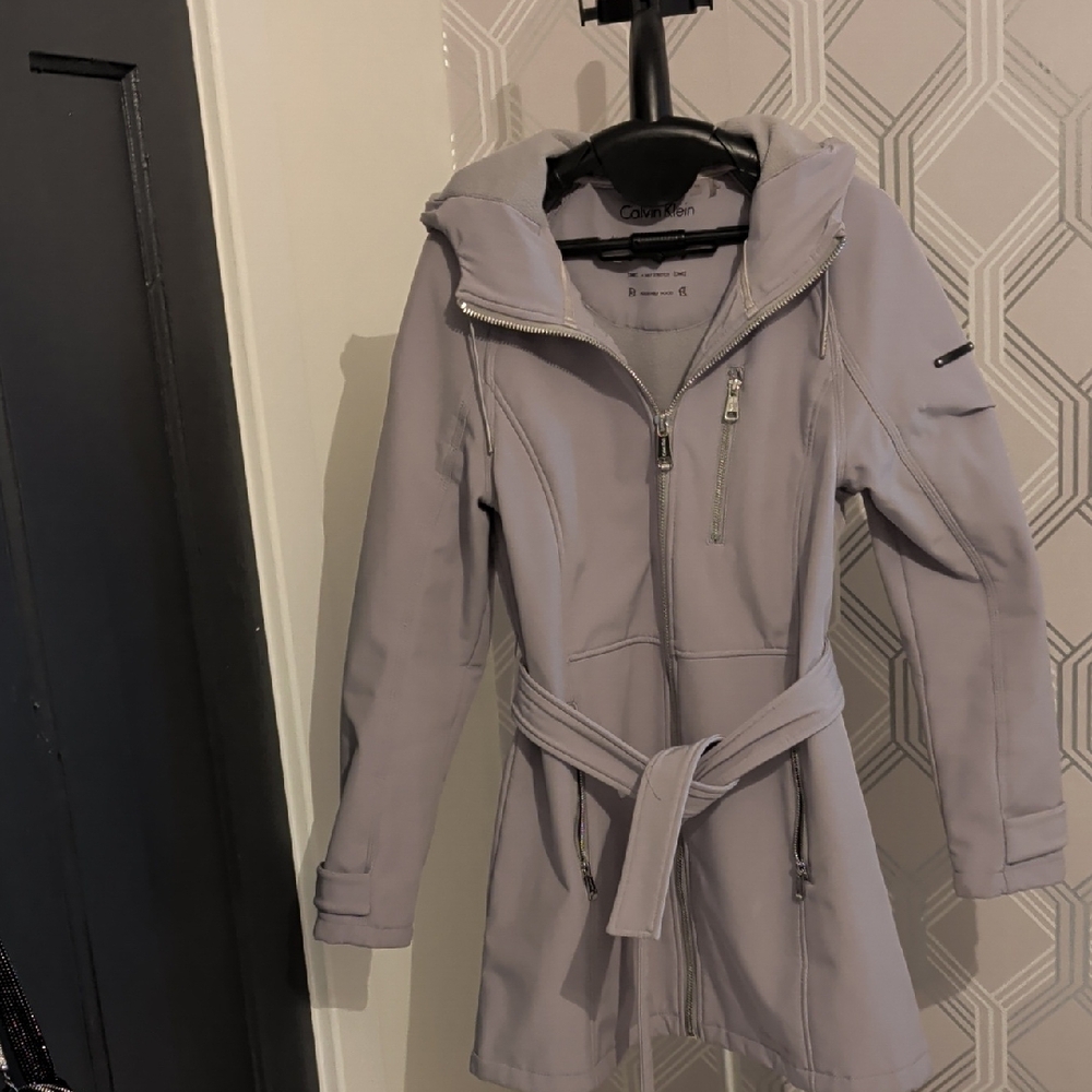 Calvin Klein Light Gray Rain Trench Coat